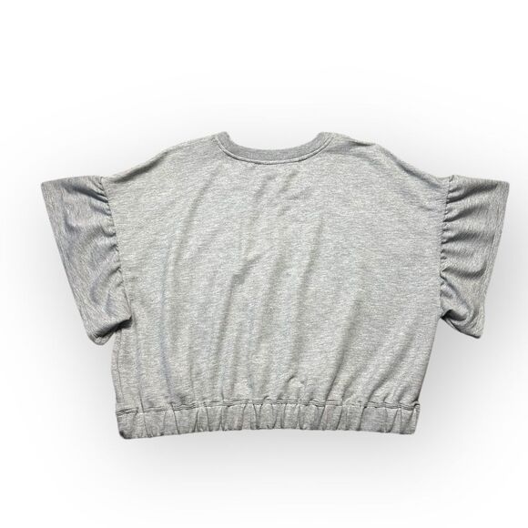 DKNY Cropped Sweater Womens XL Gray Short Sleeve Cozy Loungewear Minimalist - Picture 2 of 5